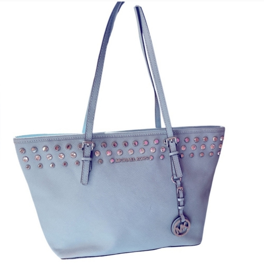 Michael Kors Light Blue Jeweled Tote Limited Edition